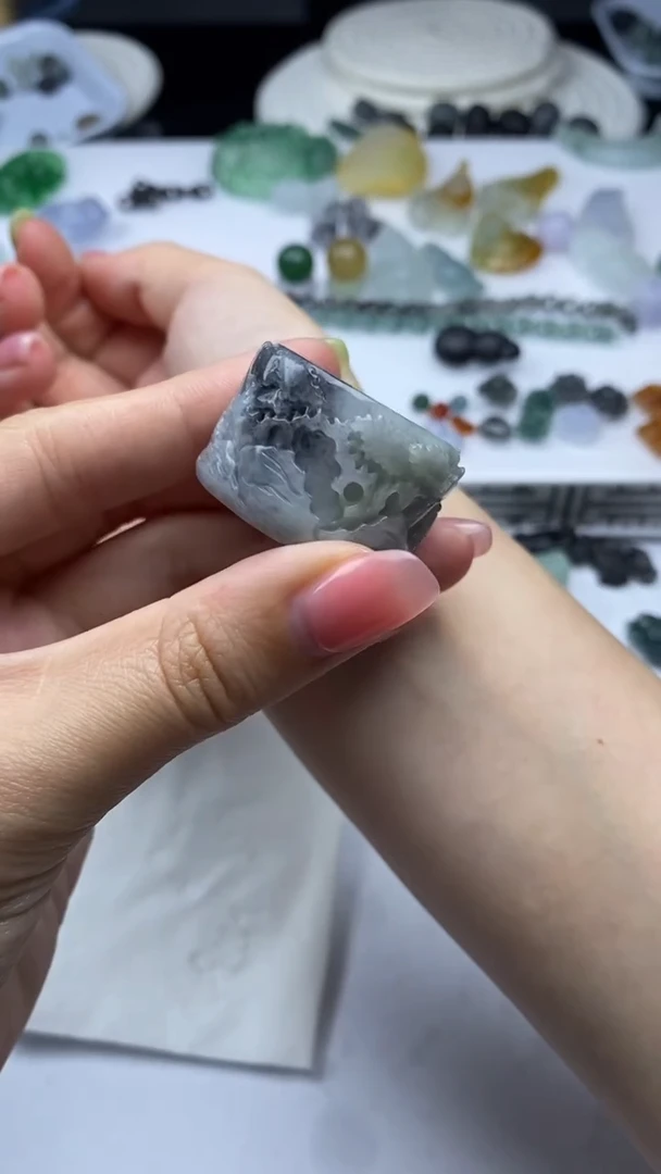 翡翠挂件未镶嵌26圈口扳指