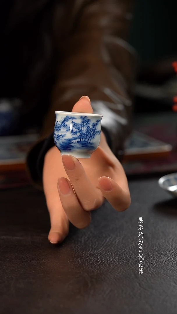 40c 厚力煊期云山水小玉兰杯 夏竹听涛