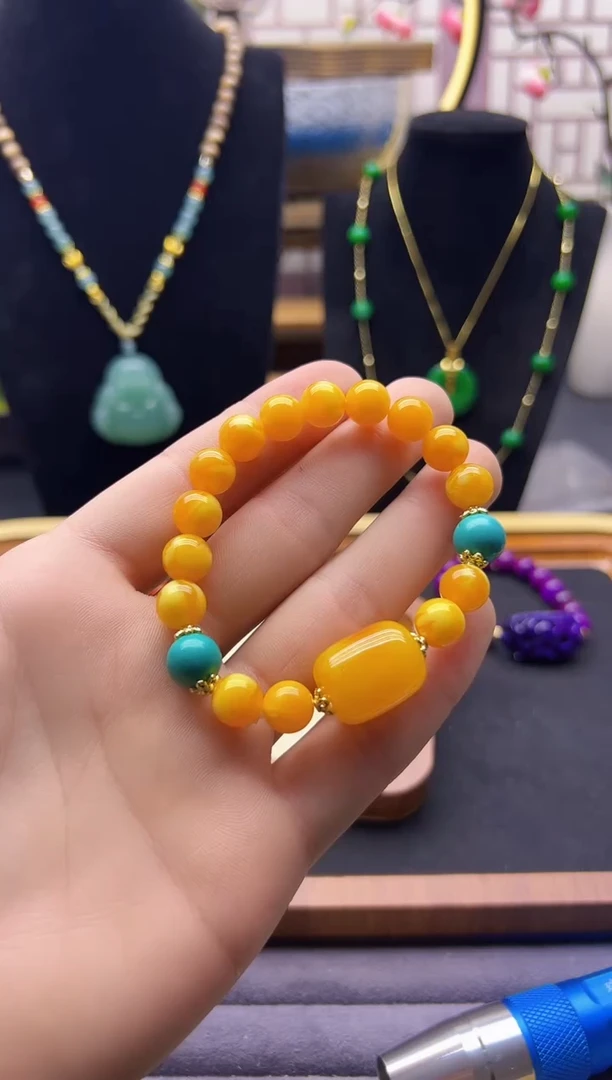 【闪购商品】蜜蜡耳饰14K金镶嵌S366