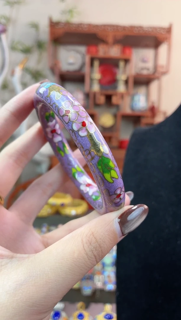 非遗手工景泰蓝镯子紫色