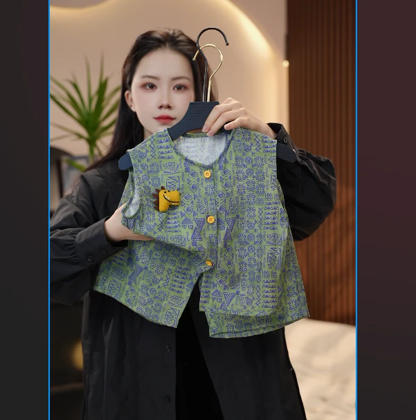 【麦布麦】中国风薄款夏季时尚设计感儿童款男童女童套装SXT1424
