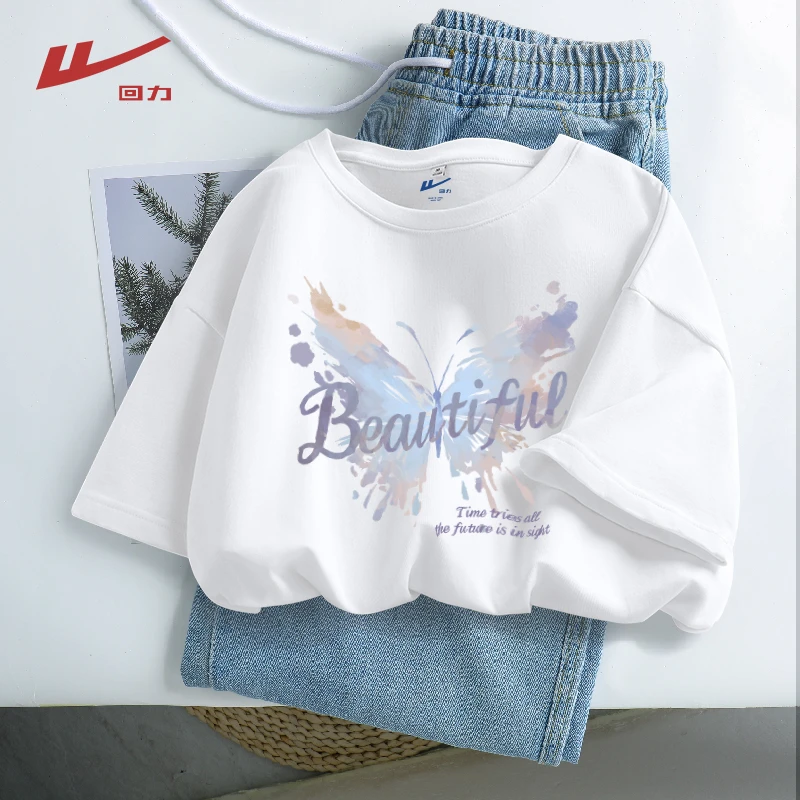 Warrior/回力夏季新款纯棉短袖t恤女潮款宽松百搭慵懒风上衣