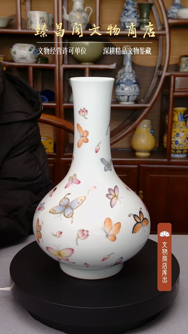 瓶粉彩百蝶纹荸荠瓶#d0027#