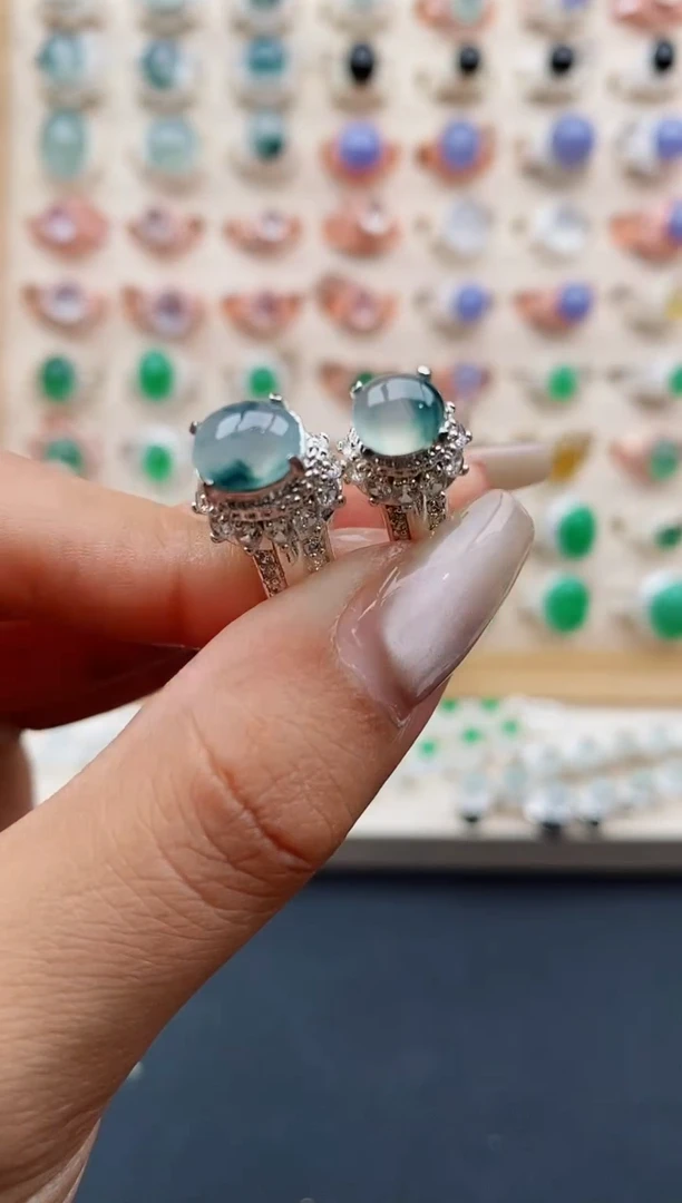 翡翠戒指未镶嵌缅甸天然A货翡翠111   5-1/2