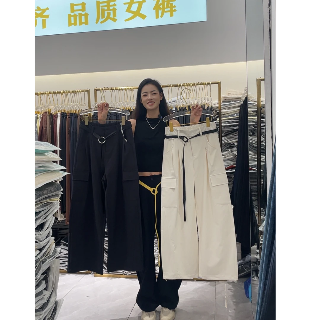 工装裤森系透气高腰直筒裤DY990休闲裤潮流休闲气质可收裤脚两穿