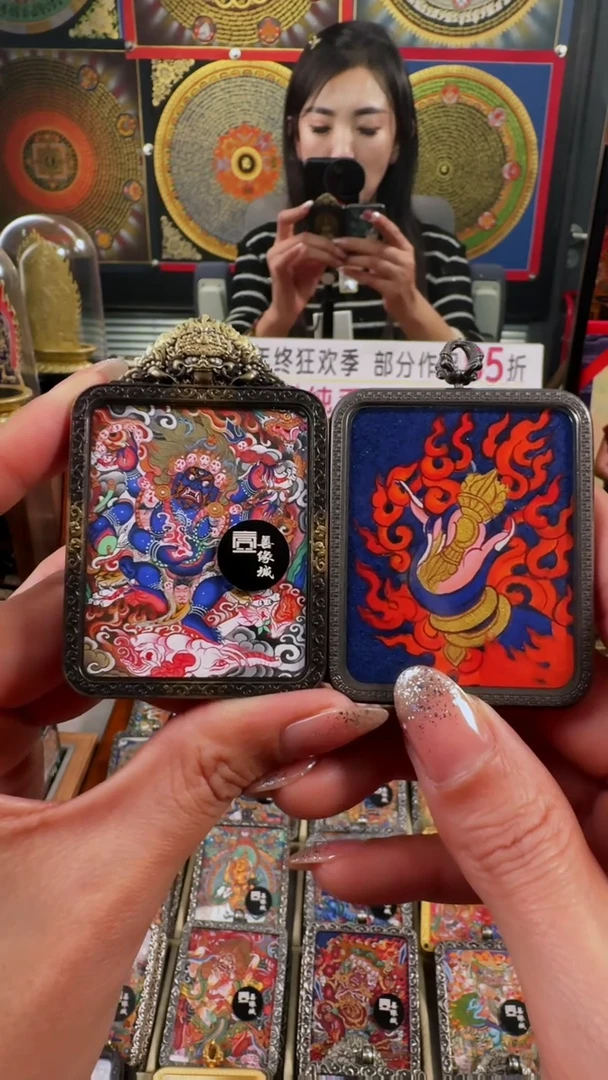 【闪购商品】吊坠壹善缘城手绘唐卡六臂大黑天双面