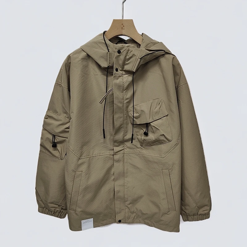 美式潮牌户外连帽休闲宽松冲锋衣外套男潮流夹克23033
