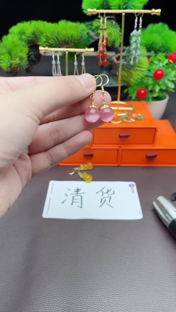 玛瑙/玉髓耳饰银S925镶嵌301