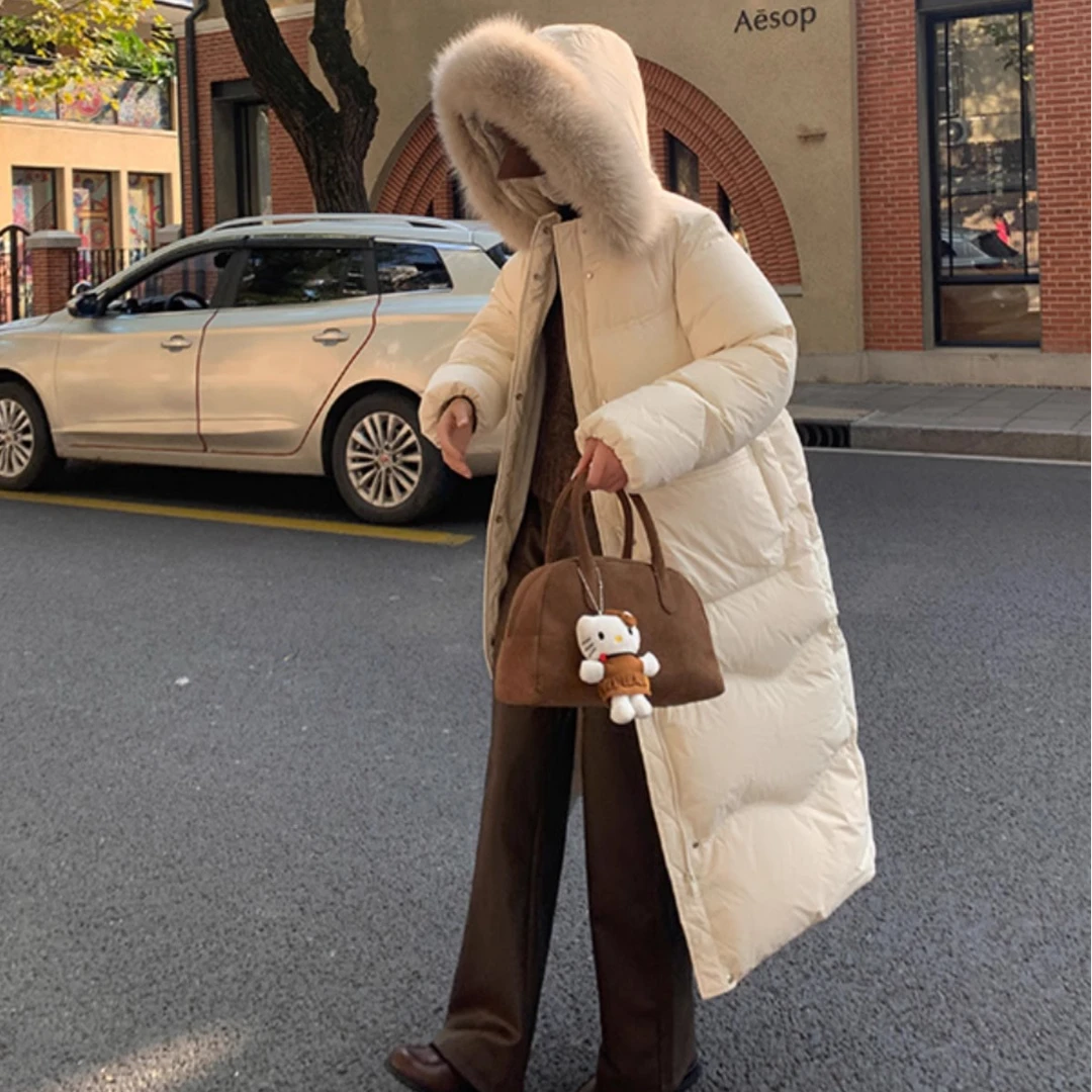 LUOZHIYIN/罗知音【YRF001LJ】新款羽绒服加厚毛领连帽宽松外套