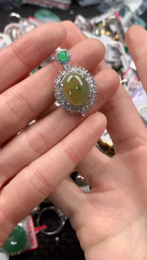 银S925镶嵌戒指翡翠4                  8