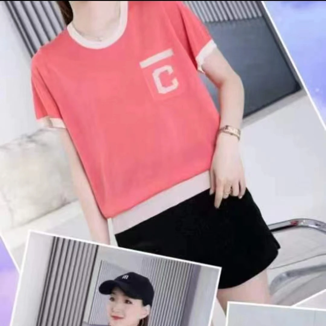 2024设计师欧货拼接双丝光短袖015