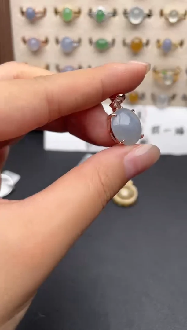 银S925镶嵌戒指翡翠一物一证一礼盒
