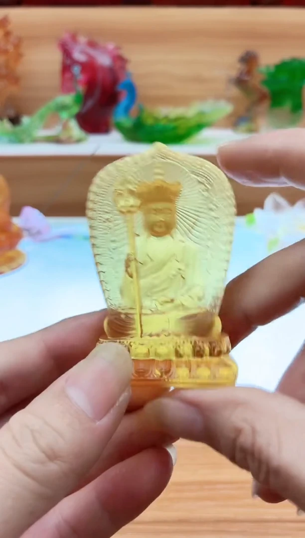 手工艺品琉璃琥珀色地藏菩萨7公分