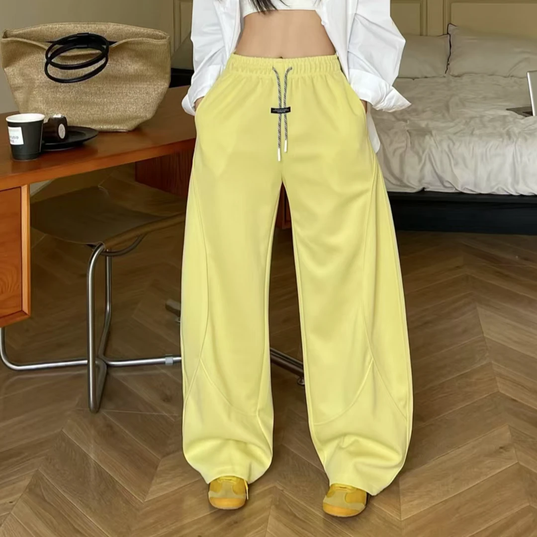 9203#弯刀运动裤女春款新款高腰显瘦卫裤休闲裤