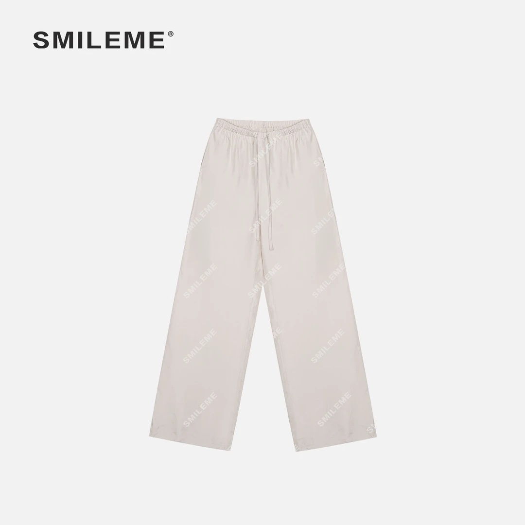 SMILEME【洛神赋褶】夏款重工极简’100%醋酸‘褶皱高级感气质阔腿裤