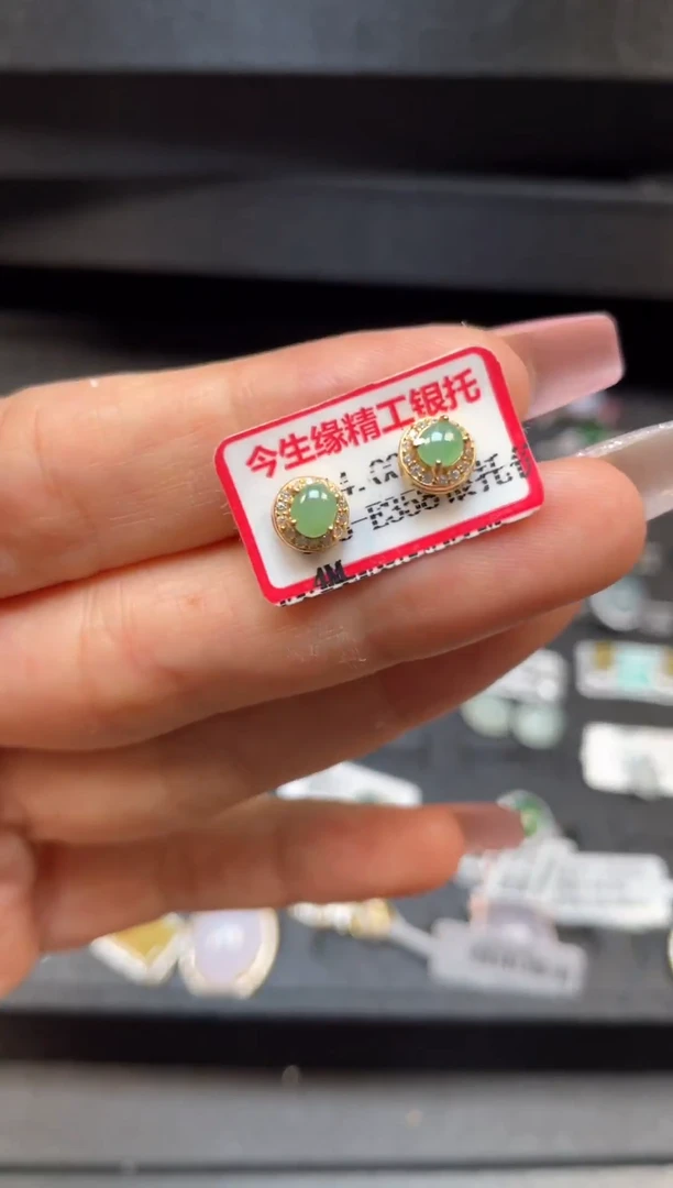 银S925镶嵌戒指翡翠天然翡翠A货