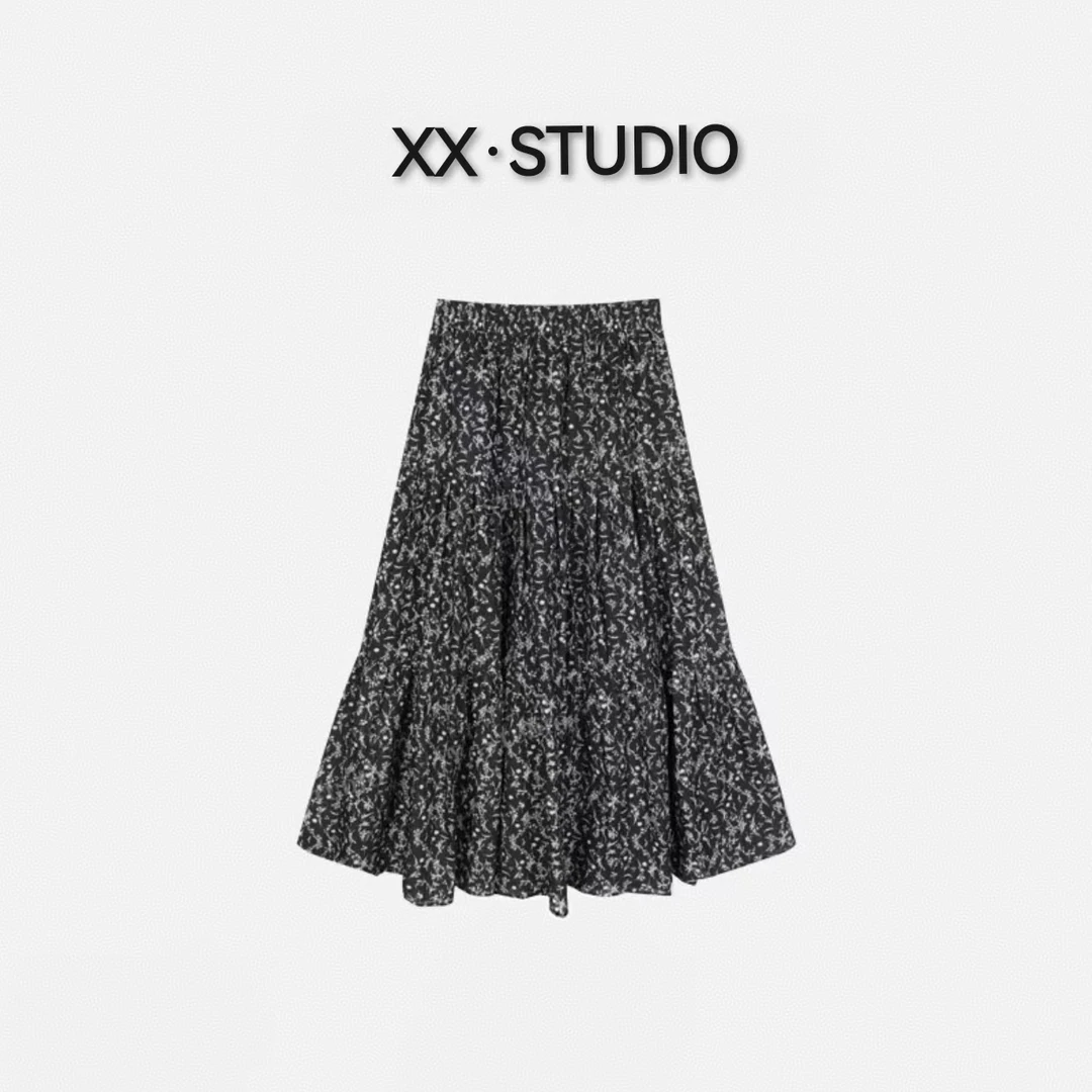 【囍儿】显瘦气质松紧腰头碎花半身裙XX-9826