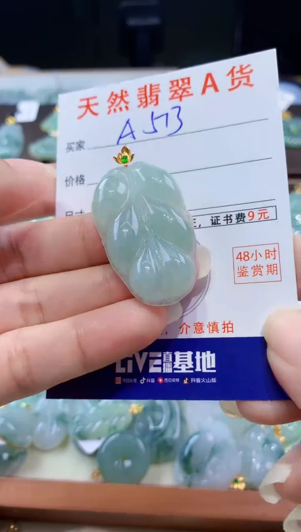 颈饰18K金镶嵌翡翠天然翡翠A货挂件
