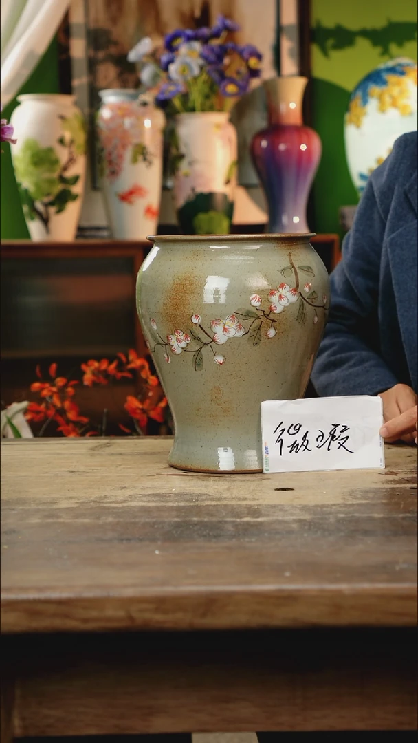 瓷片景德镇纯手工釉下彩精品花瓶