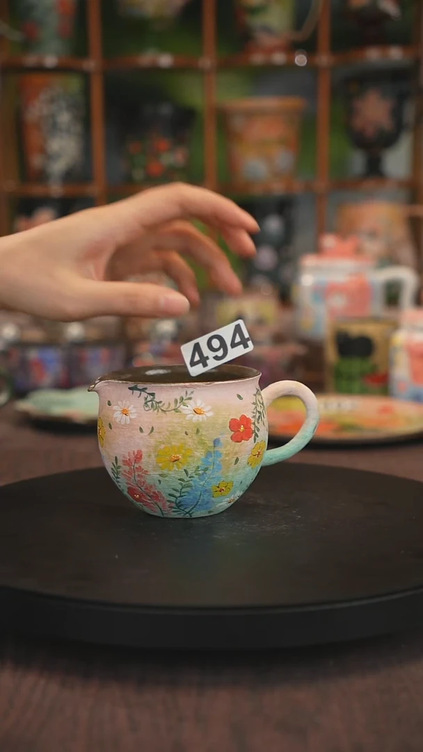 紫砂油画釉下彩手绘494
