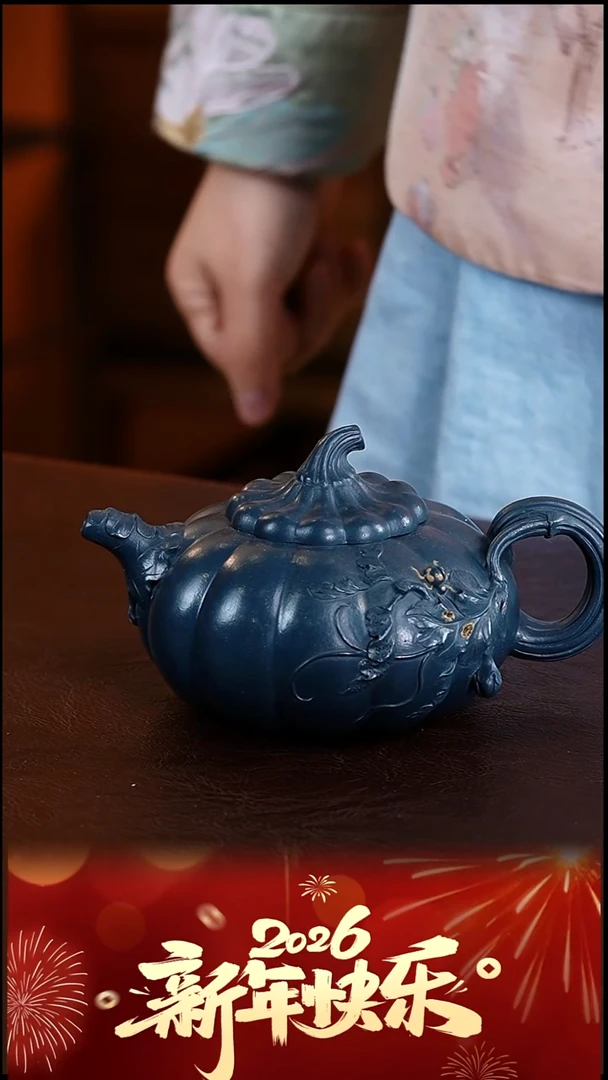 茶壶紫砂刘华良绿泥壶扁南瓜