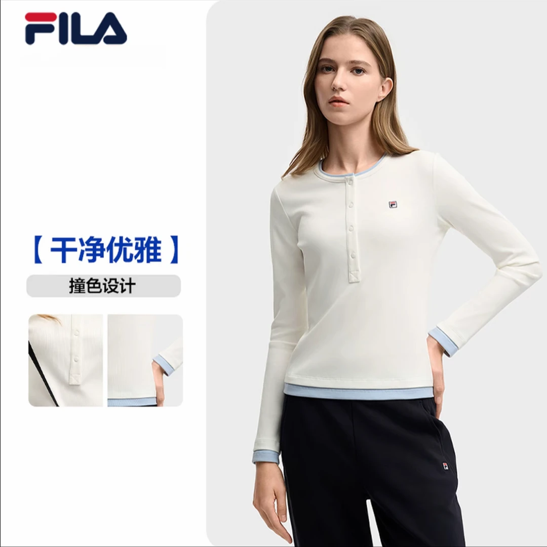 FILA【热销款】2025秋装运动户外女子时尚休闲长袖T恤 F11W548214F