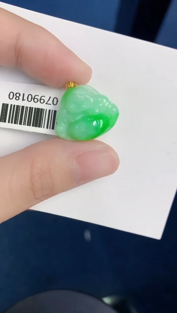 颈饰18K金镶嵌翡翠天然翡翠缅甸A货