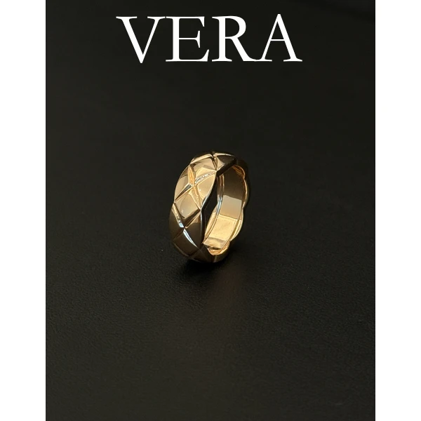铜合金戒指 CNC精工 VERA6014轻奢菱格欧美时尚百搭戒指