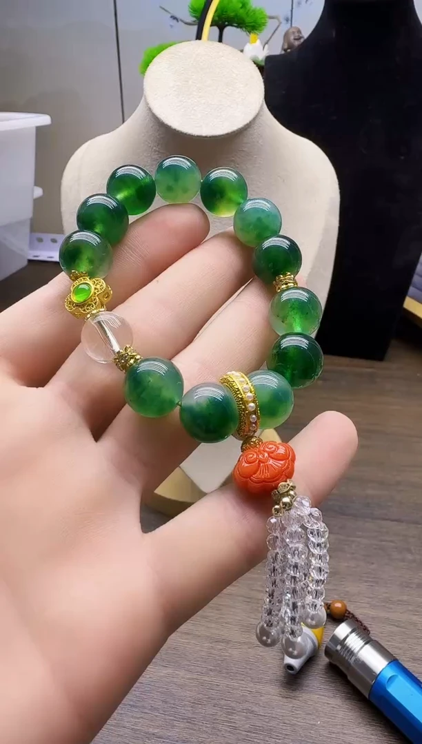 14K金镶嵌手链翡翠S106