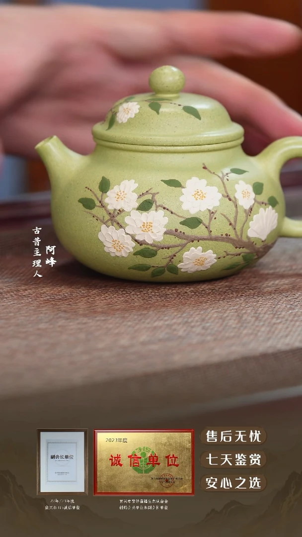 宜兴紫砂壶豆青砂容天200cc