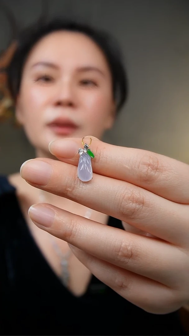 吊坠(不含链)18K金镶嵌翡翠天然缅甸翡翠吊坠
