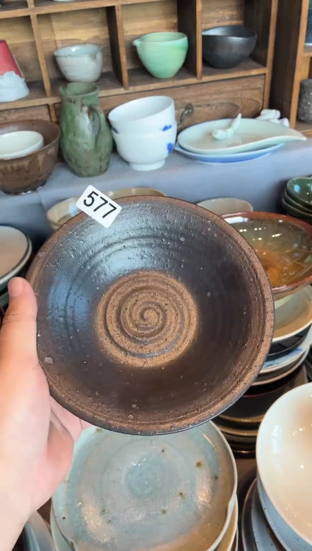 瓷片学*577，陶泥棕手工碟