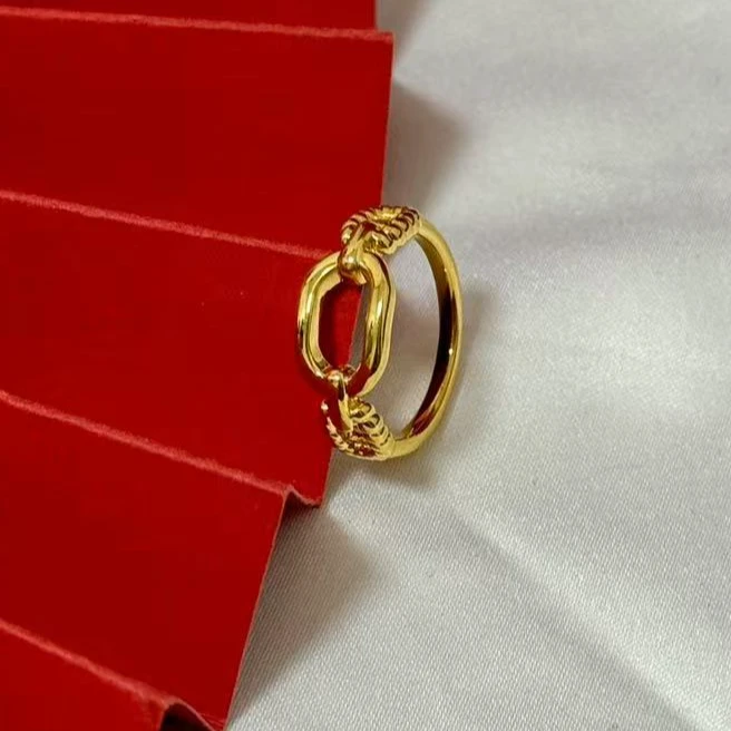 【小鹏黄金】足金999麻花大O5D工艺戒指