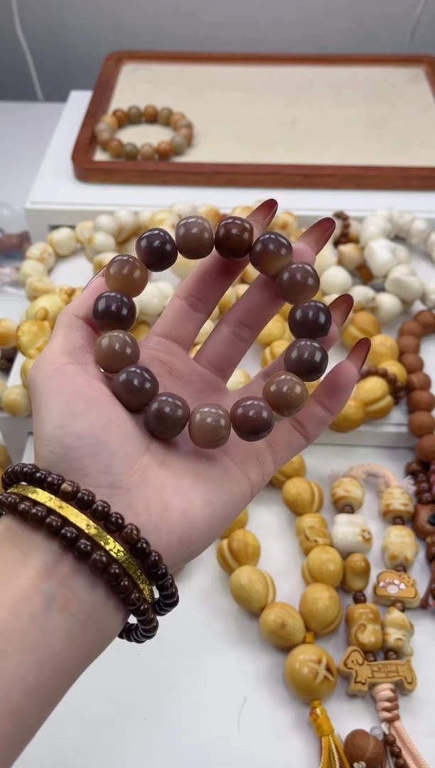 手串菩提根/象牙果g10紫美人干磨桶珠15*16mm手串瑕疵不补