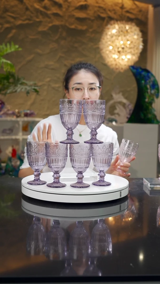 福利紫色高脚杯一套6只
