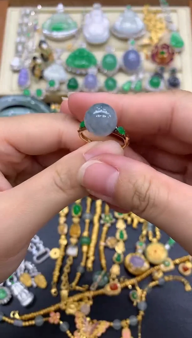 翡翠戒指18K金镶嵌356-中国好珍宝