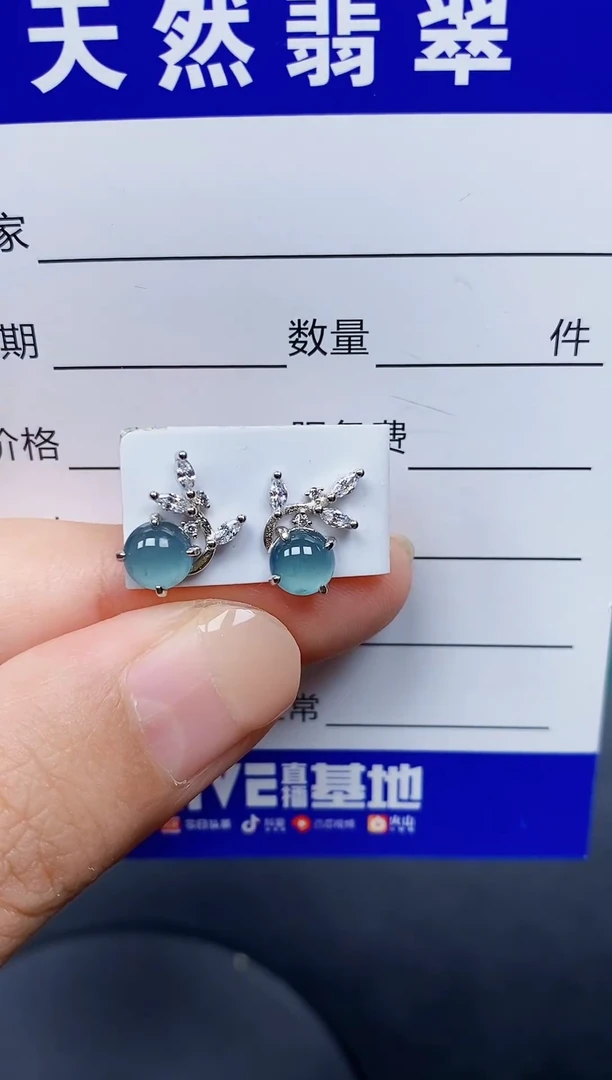 银S925镶嵌翡翠耳饰131
