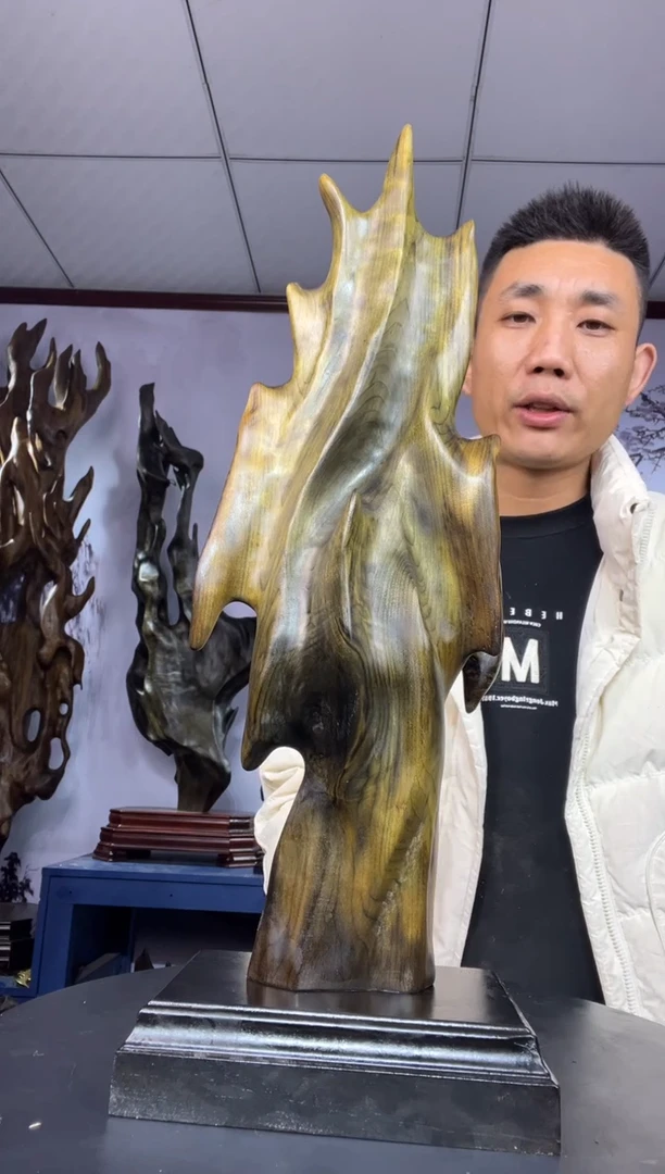 金丝楠木头款樱**朵金丝楠木工艺品摆件