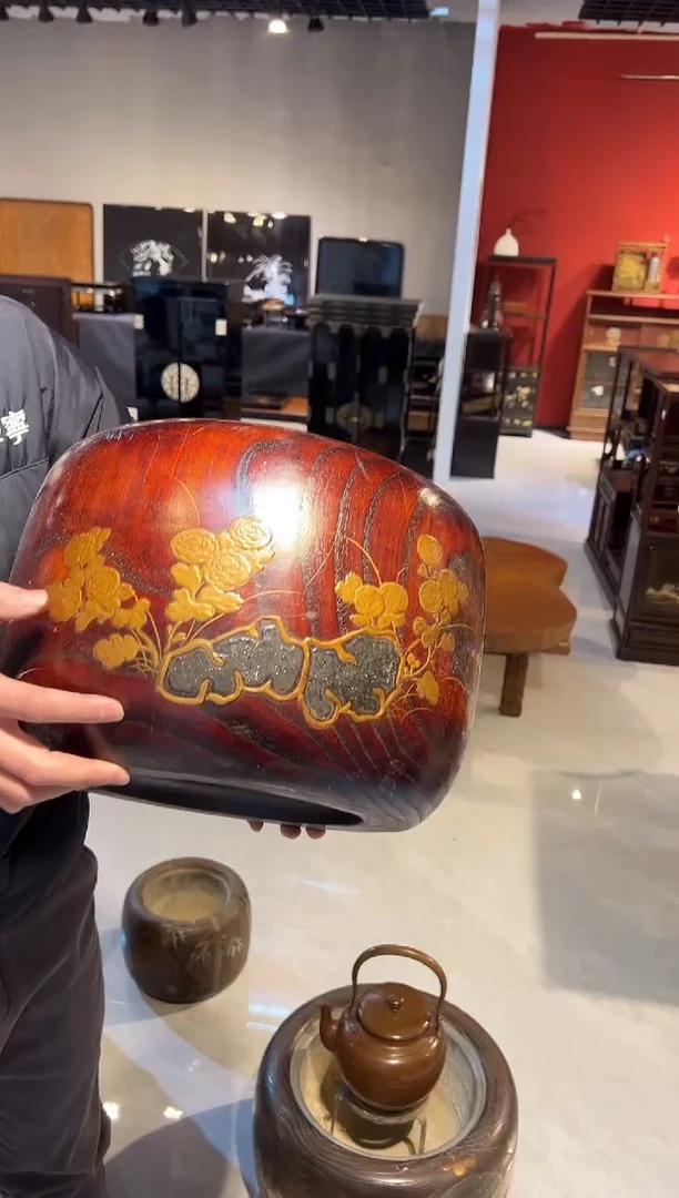 高肉金莳绘 大火钵（有裂）