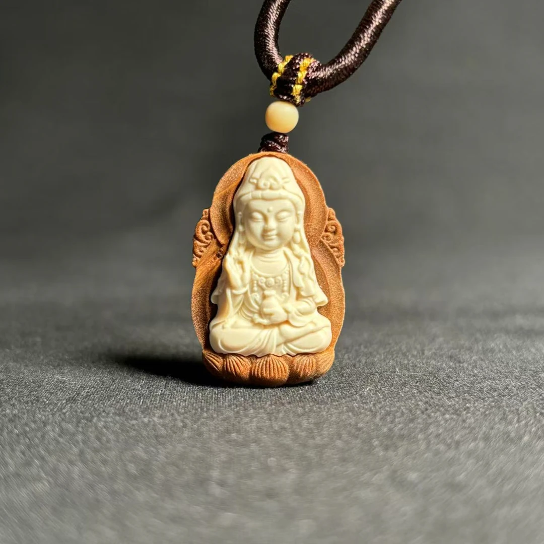 丰骨「猛犸象牙·观音」-MY12-30*20mm 老山檀观音吊坠