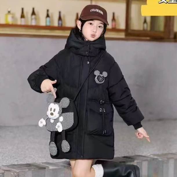 小小米奇头带包加绒加厚棉服女中童冬季新款