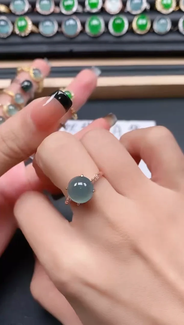 翡翠戒指银S925镶嵌111111
