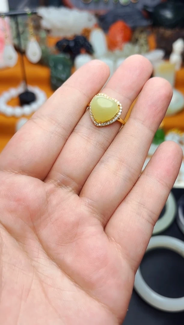 【闪购商品】和田玉戒指银S925镶嵌爱心 01