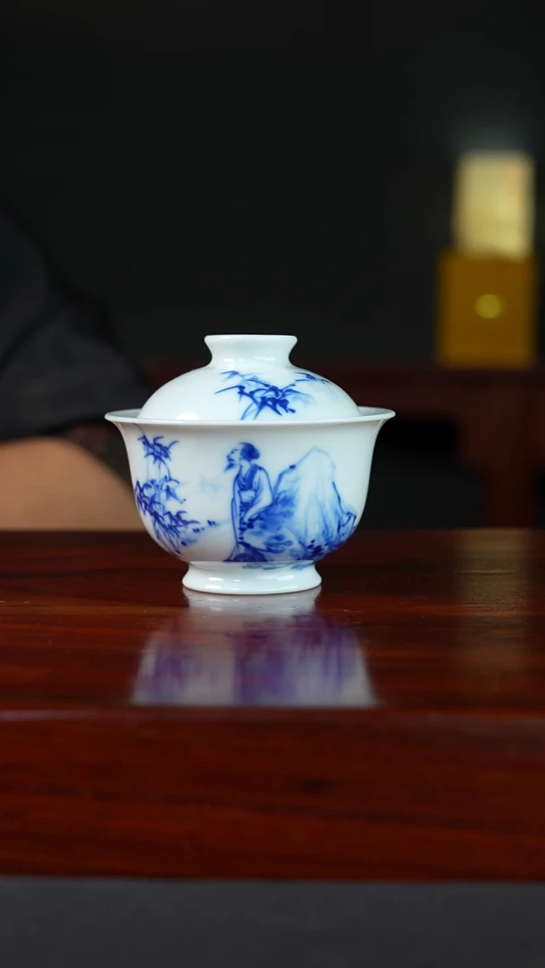 祖传窑真柴窑传承400年灵石二才盖碗