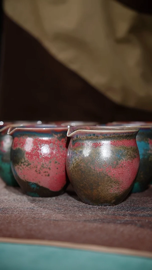 107-5大肚公道杯（炉钧釉）窑变随机