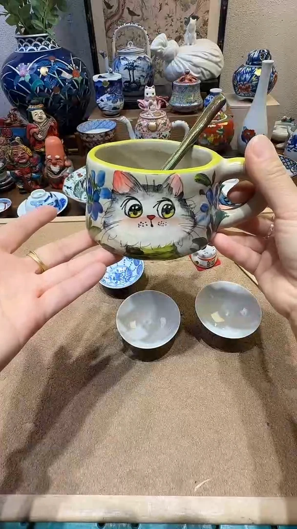 瓷片茉莉甄选小猫杯套