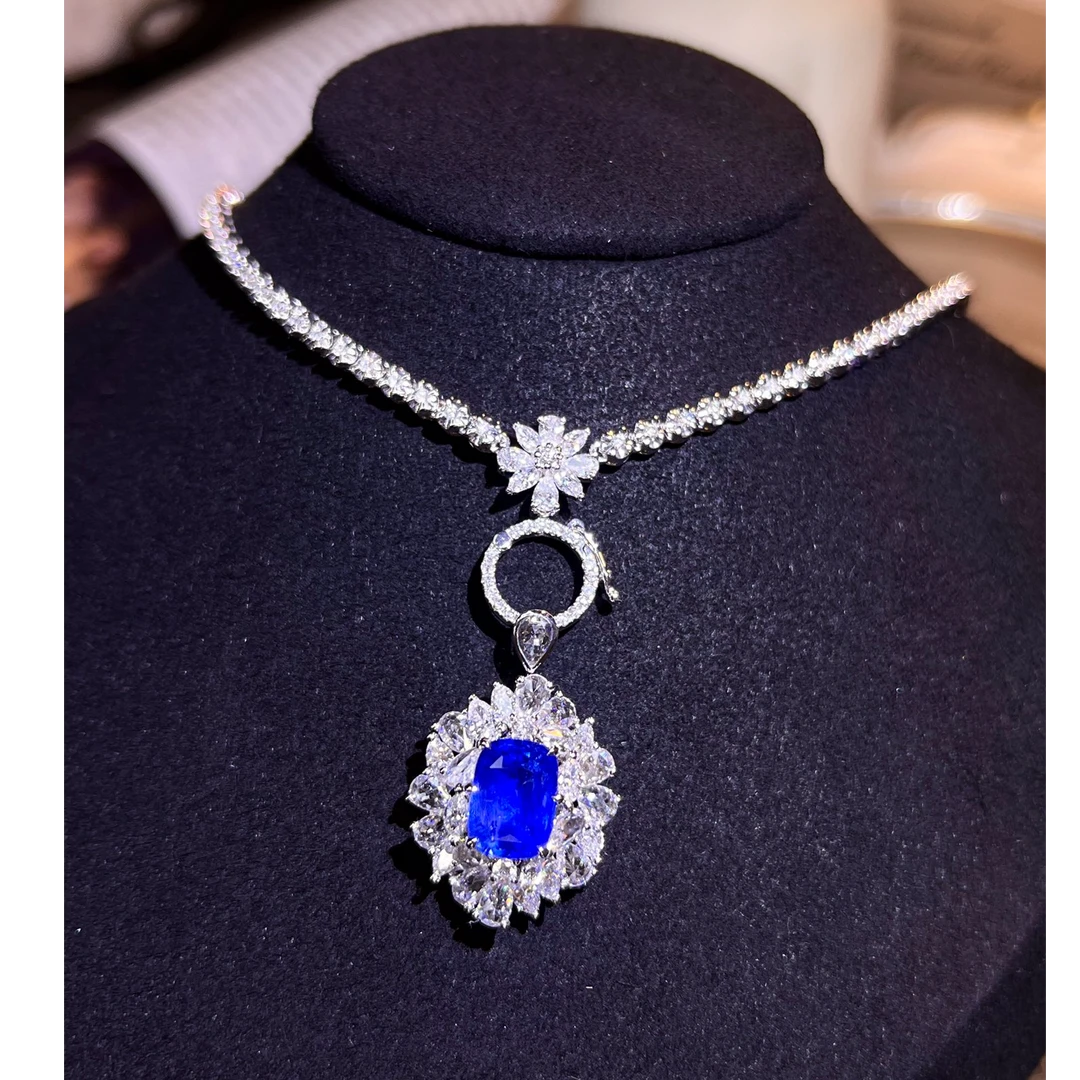 18K金斯里兰卡天然无烧矢车菊蓝宝石戒指/吊坠(两用款/不含链)