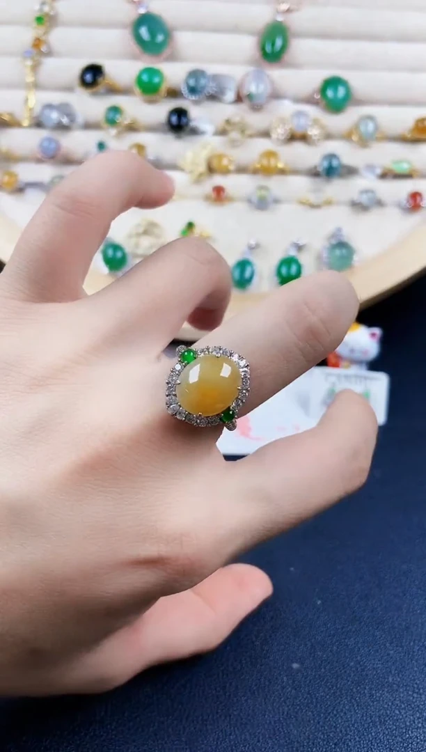 翡翠戒指银S925镶嵌4568799