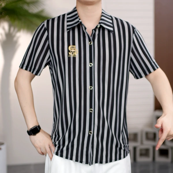 25夏季上新衬衫潮流帅气休闲百搭个性男士修身翻领20309-WH58