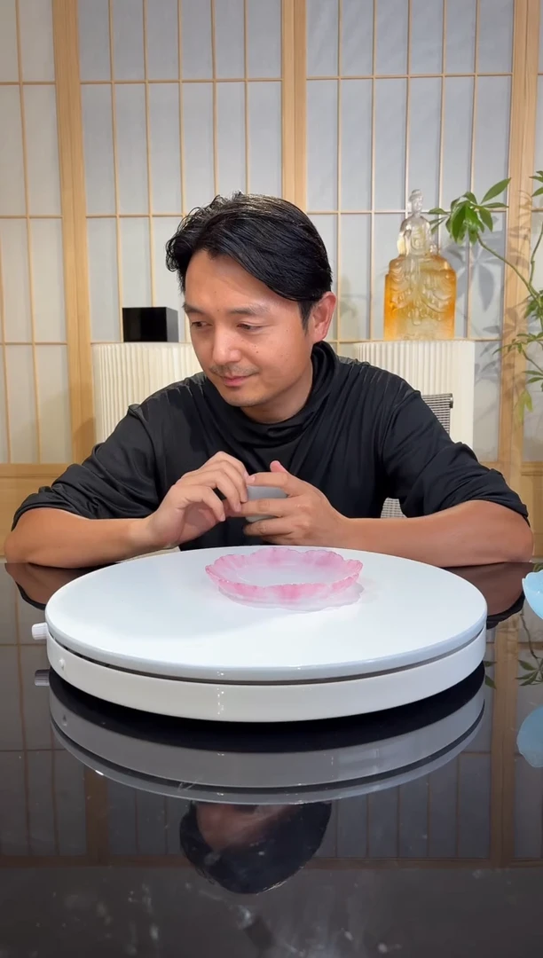摆件金红梅花琉璃坚果碟